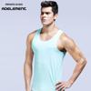 Colete de verão estilo coreano em forma de I de seda gelada sem costura fino para homens, peça única justa, sem mangas, para usar por baixo, esportivo