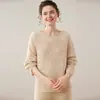 Bai Cai Rong Nuevo Suéter de Punto Redondo Otoño/Invierno Hueco 100% Cachemir Color Sólido Suave Versátil Ligero Suave y Liso