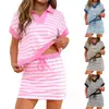 Comercio Exterior de Amazon Transfronterizo Europeo y Americano 2026 Camisa Polo Casual de Manga Corta con Cuello en V Rayas Falda Corta Ropa Deportiva con Pantalones Cortos