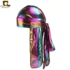 Chapéu de Pirata Baotou com Cauda Longa Imitação de Seda a Laser Chapéu Hip Hop Capa Chapéu DURAG TJM-05J