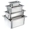 Bandejas Porcionadoras Espesadas de Acero Inoxidable con Tapas, Bandejas para Comida de Buffet, Bandejas Porcionadoras Rectangulares de Acero Inoxidable en Varios Tamaños