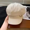 Boina Negra para Mujer, Estilo Primavera y Otoño, Retro Japonés, Sombrero Octagonal Adelgazante, Boina de Artista para Cabeza Grande