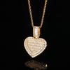 Pingente grande de foto de amor com moldura de foto de zircônia, conjunto de cobre, colar com pingente de moldura de foto personalizado de marca de moda masculina, hip hop europeu e americano