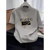 Camiseta de algodón puro de manga corta con cuello semi-alto, elegante y estilosa, para mujer, corte ajustado, casual y versátil, adecuada para otoño