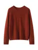 Suéter de cachemira para mujer, cuello redondo, tejido de ochos, manga larga, corte holgado, top adelgazante, jersey, capa base cálida, estilo casual