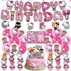 Nueva Decoración de Fiesta de Cumpleaños Infantil Tema Gato KT Bandera Hello Kitty Tarjeta para Pastel Globo Guirnalda Espiral