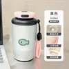 Taza isotérmica de doble boca con estampado de gatito y pez, suave y linda, transfronteriza, con cordón, adecuada para estudiantes, para ir al trabajo y para el coche, portátil y fácil de llevar