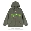 Sudadera Chaqueta Marca de Moda de Hong Kong para Hombre Primavera y Otoño 2025 Nueva Americana Holgada con Capucha Talla Grande Cremallera Cárdigan