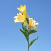 Lirio de un solo tallo impreso en 3D con tres cabezas de flor; ramo de lirios de múltiples cabezas, flor artificial para bodas y decoración del hogar