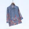 Camisa feminina para idosos de verão, camisa de manga três quartos para a Vovó, camisa com lapela para a senhora idosa, estilo western para mães de 70 anos