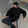 MYQ design costura gola redonda suéter masculino primavera solto pulôver casaco estilo coreano moderno nicho top