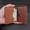 Billetera tarjetero de cuero Crazy Horse retro europeo y americano, tarjetero simple de piel de vaca, monedero, bolsa para estación independiente de Amazon transfronteriza