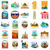50 Personalidade de Edifício de Marco Urbano Transfronteiriço Criativo Viagem ao Ar Livre Impermeável Capa de Telefone Decorativa Adesivo de Bagagem