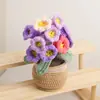 Produto Acabado de Venda Quente Transfronteiriça: Planta em Vaso de Lírio-do-Vale Crochê à Mão, Flor Artificial, Flor Falsa, Decoração de Mesa Aconchegante, Decoração de Casa