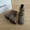 Botas Melard Empilhadas 2026 Outono/Inverno Novas Botas de Cano Curto com Salto Plataforma Aumento de Altura Botas de Cano com Pregas Retrô Botas Martin Versáteis