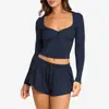 Nuevos Tops de Yoga de Manga Larga con Diseño de Botones Otoño e Invierno Transfronterizos para Usar como Prenda Exterior Ropa de Yoga de Secado Rápido Pilates Tops Deportivos