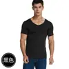 Camiseta de Manga Corta Sin Costuras de Seda de Hielo para Hombre Verano Delgada Ajustada Top Deportivo Juvenil Elástico Fitness Secado Rápido Ropa