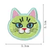 Patches bordados coloridos de cabeça de gato com fundo redondo, 9 estilos de patches de gato de desenho animado para aplicar com ferro, patches adesivos para reparar furos em roupas