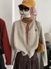 Chamarra suéter KEKEZOON estilo coreano con bordado de cachorro y botón de arcoíris para mujer, cárdigan holgado para otoño e invierno, moderno 8919