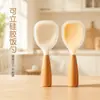 Cuchara de Arroz de Silicona de Pie para el Hogar, Antiadherente, con Mango de Madera de Haya, Lunares Antideslizantes, Fácil de Limpiar, Cuchara de Servir para Cocina
