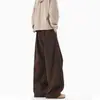 Calça de Moletom em Veludo Cotelê Estilo Americano para Homens e Mulheres, Novos Modelos Outono e Inverno na Cor Melange, Calça Casual de Cintura Alta com Caimento Solto e Pernas Retas