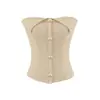 Estilo puramente seductor, top strapless con hebilla metálica y puño para mujer, verano elegante y sofisticado, corte ajustado, top base único sin hombros