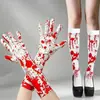 Cosplay de Halloween Casa Encantada Horror Mancha de Sangre Delantal Guantes Calcetines Set Demonio Enfermera Fiesta Disfraz Accesorios