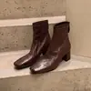 Botas ajustadas de tacón grueso elástico estilo francés para mujer, moda otoño e invierno Botas Martin, botines elegantes nuevos estilo coreano, elegantes y versátiles