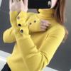 Exportação comércio exterior 2021 outono e inverno Novo slim manga longa felpudo gola alta tricô camisa base Suéter feminino interior feminino maré