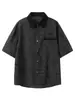 Camisa de Manga Curta com Textura Xadrez Floral de Alta Qualidade da Marca de Moda Nanxia para Homens, Camisa Fina de Meia Manga Estilo Streetwear Cool