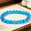 Pulseira de Pedra Olho de Gato da Moda de Verão para Meninas, Pulseira Elástica Simples de Cristal, Joia Popular Popular Transfronteiriça