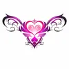 Adesivos de Tatuagem Gradiente Coração Morcego Cintura e Quadril, Adesivos à Prova d'Água Doces e Descolados para Cintura e Quadril