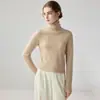 Suéter de cashmere de peça única sem costura com gola alta para mulheres, macio e aconchegante, gola alta, pulôver solto, malha base