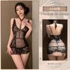 Guiyun qqny puxa V profundo canaleta de exposição renda sexy lingerie renda sexy perspectiva saia de quadril uniforme roupas de dormir