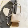 Bolsa de Palha Tecida Cor Sólida 2026 Bolsa de Ombro Cesta Transfronteiriça para Mulheres, Grande Capacidade Casual Versátil Bolsa Transversal Atacado