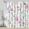 Cortina de ducha impermeable, más vendida en Amazon, hojas y flores de plantas de jungla tropical impresas en 3D, cortina de ducha de poliéster, viene con ganchos