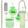 Colgante de elfo de bola de carbón pequeña red de jins rojo Stanley taza decorativa tapa de pajita juego de tazas cadena de taza pastel de flores de color