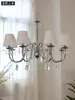 Candelabro de cristal de lujo ligero estilo francés, iluminación vintage color crema para sala de estar y comedor, lámpara de hierro creativa estilo americano para dormitorio principal