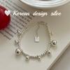 Joyería Elegante Simple Estilo Japonés y Coreano Plata Esterlina S925 Tamaño Pulsera de Cuentas Redondas Apilada para Usar Estilo Nicho Sentido Avanzado