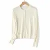 Cardigã de Tricô Curto com Gola Redonda e Fio para Mulheres, Suéter Fino de Lã, Jaqueta Top de Cor Sólida Pequena, Novo Estilo Outono/Inverno, Slim Fit Feminino