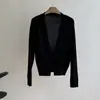 Suéter de Tricô Feminino Beishan Tongshu Falso Duas Peças Gola V, Casual de Outono Slim Fit para o Trabalho Manga Longa P126