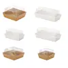 Caja de embalaje, caja para sándwich, caja para pastel de nieve, caja para pastel de hebras de carne, caja de embalaje para hornear pasteles y pan de papel kraft, desechable