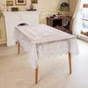 Mantel de punto de urdimbre estilo pastoral, blanco, de encaje, rectangular, decorativo para mesita de noche o restaurante, 1 unidad