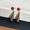 Pendientes de Metal Sencillos Europeos y Americanos con Paisaje, Pendientes Exagerados de Gota de Agua, Pendientes Ovalados Geométricos Redondos Personalizados Transfronterizos para Mujer