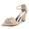 2025 Tacón Grueso Punta Fina Hueco Pulsera de Pedrería Zapatos de Boda Zapatos de Novia Zapatos de Dama de Honor Zapatos de Banquete 2014-107