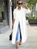 Moda Plus Size Feminina 2024 Moda Casual Outono e Inverno Transfronteiriça Cor Sólida Camisa Longa Manga Longa Solta Tamanho Extra Grande Estilo Casual Japonês e Coreano