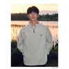 Moletom com Gola Alta e Zíper Parcial Estilo Americano com Forro de Fleece para Homens, Roupa de Outono e Inverno, Peça Superior Pesada sem Capuz, Camisa de Manga Longa para Camada Base