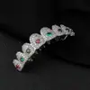 Grillz de Hip-Hop Transfronterizos con Diamantes Rojos y Verdes, Grillz Chapados en Oro con Circonitas Rojas y Verdes, Accesorios Dentales de Rap de Halloween de Moda