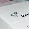 Coleção de Unhas de Osso de Ouvido de Aço Titânio Verde Menta Transparente Pequenas Frescas Microcravejadas com Zircônia Doces Brincos de Trevo de Quatro Folhas