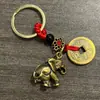 Llavero Creativo Hecho a Mano de Elefante Sólido Colgante Vintage de Latón Joyería Colgante de Coche Propicio Colgante Pequeño de Cobre Puro
